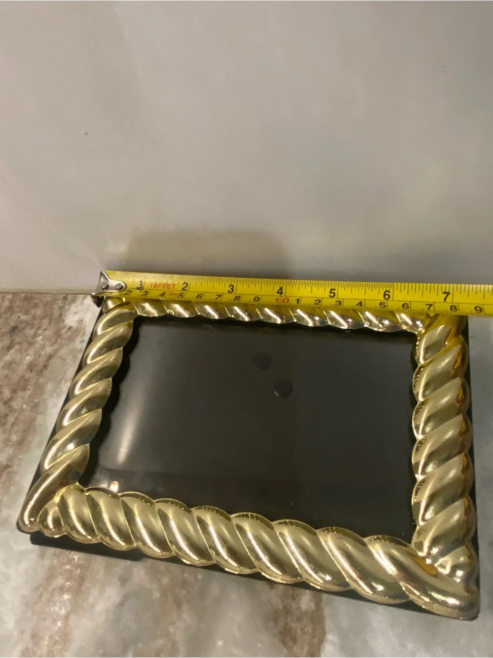 Vintage Gold Brass Rope Twist 5x7 Frame Wall Hang Tabletop Hollywood Regency